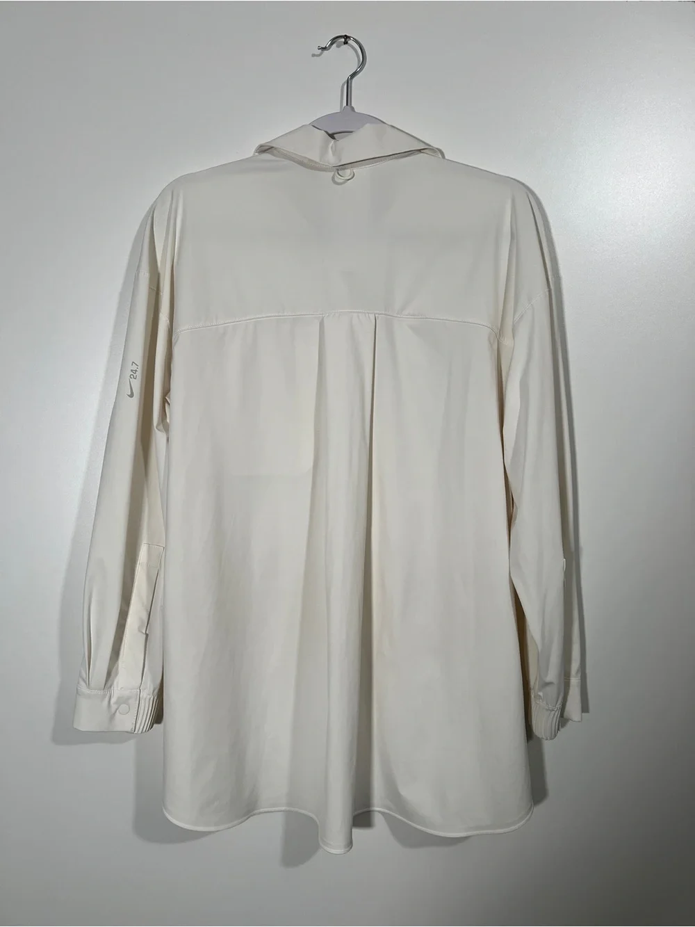 Nike 24.7 Perfect Stretch Shirt Women Dri-Fit Oversized Collared Top Size Small